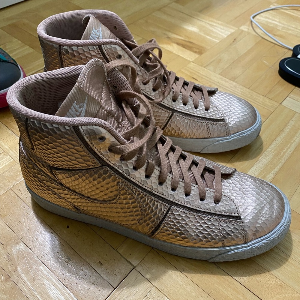 Nike rose gold high top sneakers